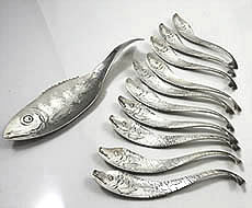 Gorham c mark antique silver rare fish set including a fish server and ten knives